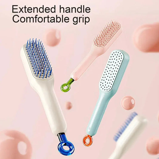 telescopic self cleaning hair brush anti static detangling brush for smooth hair scalp massage hair care tool Aalaa Shop