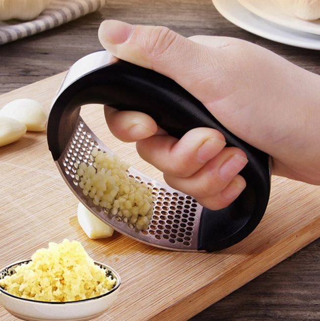 stainless steel garlic press kitchen tool