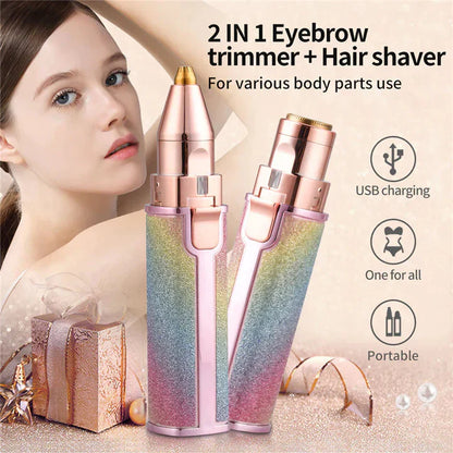 flawless 2 in 1 facial eyebrow trimmer women face hair remover precision grooming device portable beauty tool Aalaa Shop