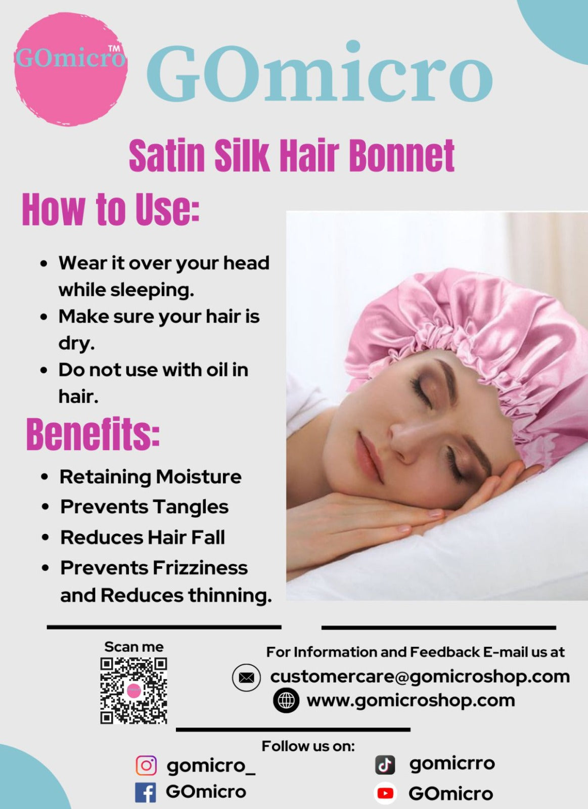 Hair Bonnet - Light Pink