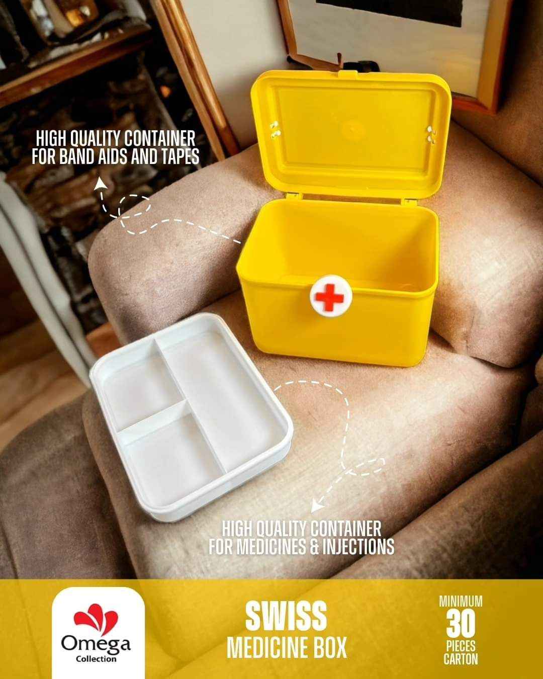 Swiss medicine and first aid storage box portable emergency medical organizer kit for home office travel Aalaa Shop