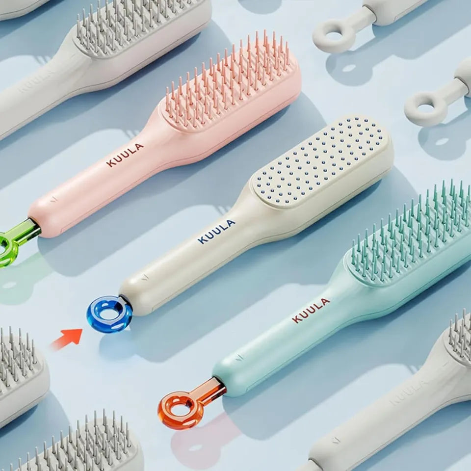 telescopic self cleaning hair brush anti static detangling brush for smooth hair scalp massage hair care tool Aalaa Shop