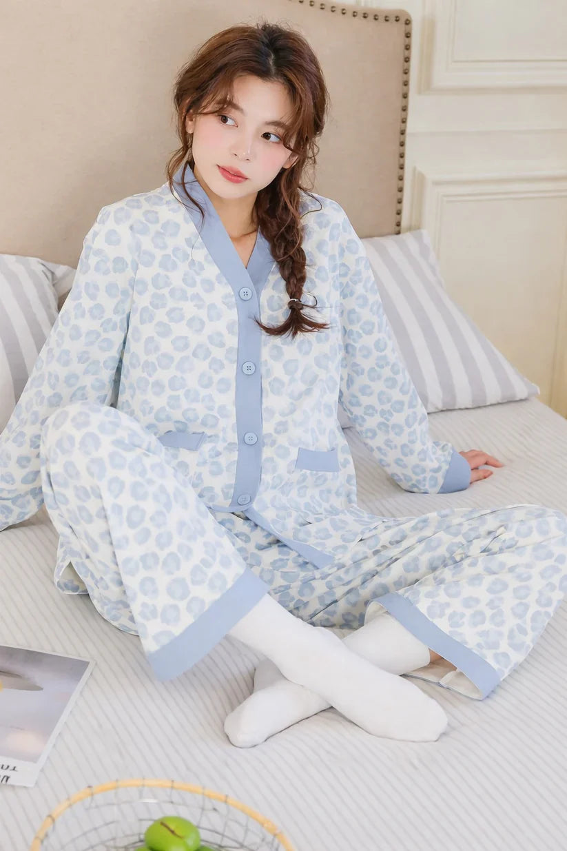 cheetah print button night suit women pajama set soft comfortable sleepwear ladies loungewear two piece printed nightwear Gharsaman