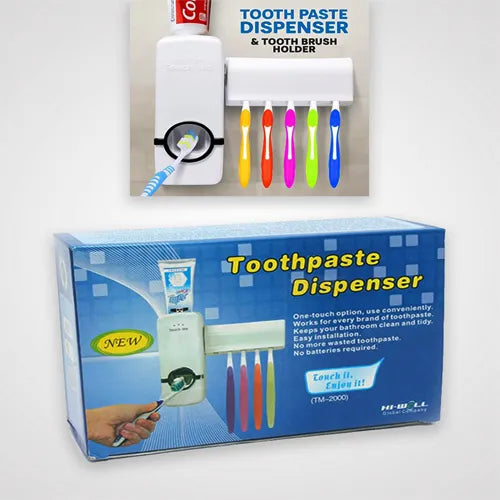 Automatic toothpaste dispenser wall mount bathroom organizer set with toothbrush holder hygienic toothpaste squeezer Aalaa Shop